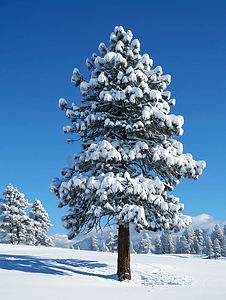 内华达山脉滑雪胜地的雪松树