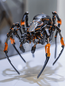 人工设计摄影照片_展览会上的无线电控制模型机器人蜘蛛