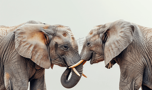 两只大象在一起