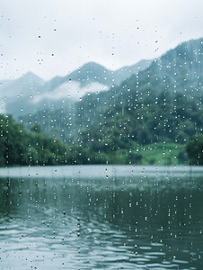 蓝色山景摄影照片_美丽的山景和小雨