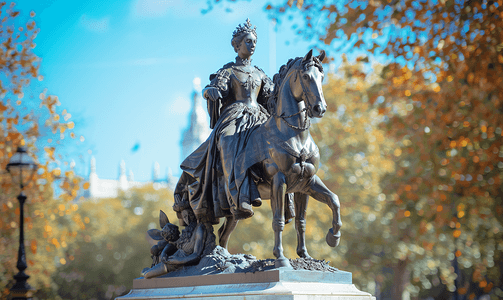 里贾纳摄影照片_伦敦维多利亚女王纪念碑