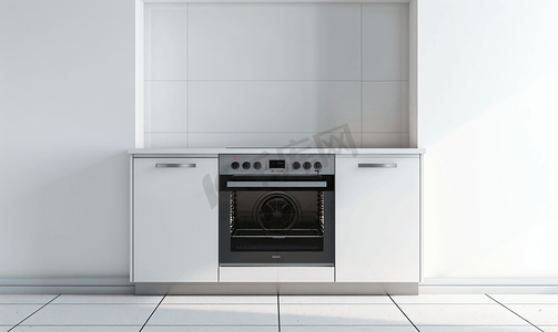 白色背景中的现代家用厨房烤箱