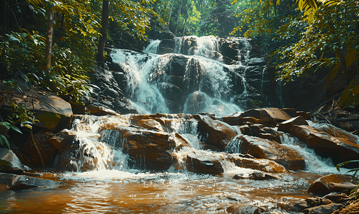 泰国清迈的一座山上的天然瀑布