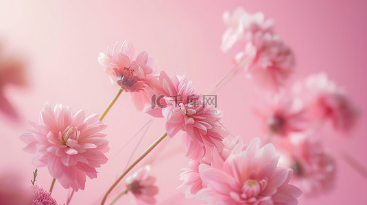 粉色阳光照射下唯美花朵花束的背景
