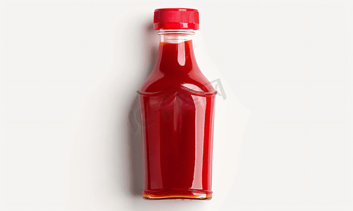 白色背景下分离的番茄酱塑料瓶