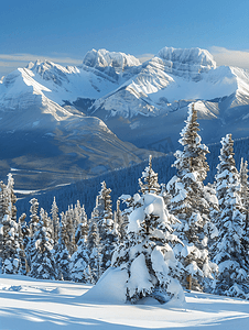 艾伯塔省冬季蒙大拿州山脉景观