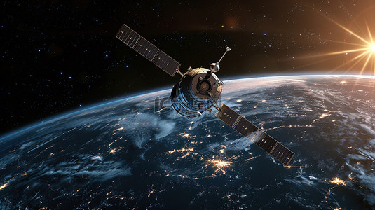 蓝色空间地球科技卫星行星光芒的背景