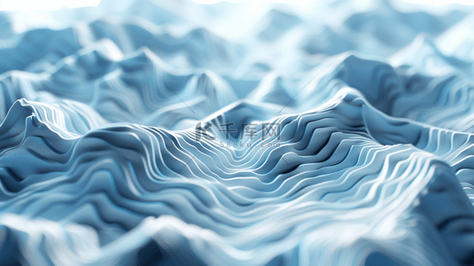 浅蓝线条3D山脉地形图鸟瞰俯视山脉设计