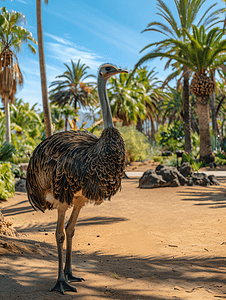 加那利群岛特内里费岛鹦鹉园的鸵鸟鸸鹋