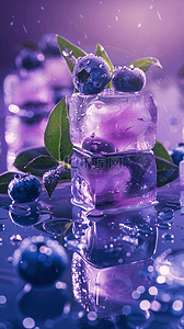冰块里的葡萄背景图片_清凉夏日清爽透明冰块里的紫色葡萄图片