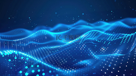 商务流程海报背景图片_蓝色空间设计星光风格网状链接的商务背景