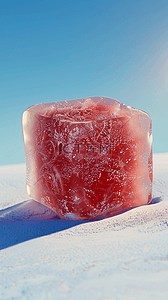 夏天3D冰块里的西瓜清凉清爽背景