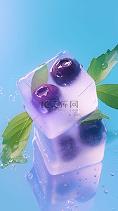 清凉夏天清爽冰块里的紫色葡萄设计图
