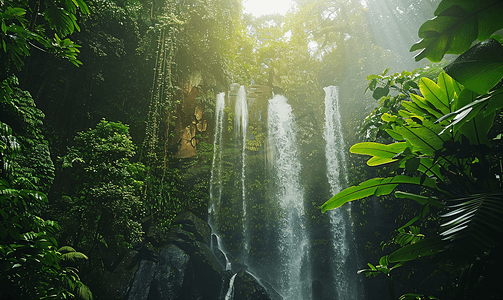 雨林中的热带瀑布