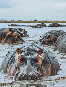 大象腿卡通摄影照片_非洲河马在其自然栖息地肯尼亚非洲