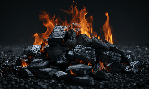 火是燃烧木炭和热火焰