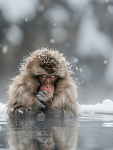 雪猴猕猴温泉
