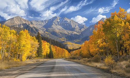 科罗拉多州秋季风景最后一美元路附近的圣胡安山脉
