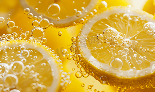 柠檬苏打水摄影照片_啤酒泡沫中的柠檬