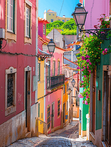 葡萄牙里斯本色彩缤纷的街道