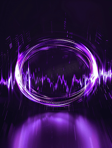 具有声波振荡背景的抽象紫色环
