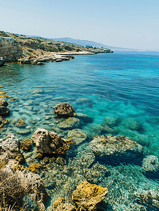 塞浦路斯阿卡马斯半岛阿芙罗狄蒂浴场附近美丽的海湾