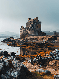 苏格兰海岸美丽的石头城堡