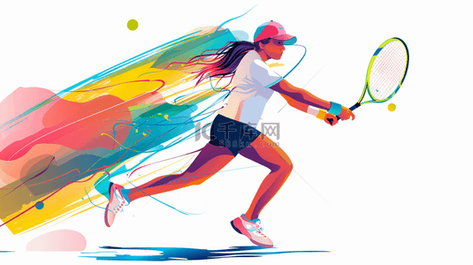 抽象水彩风奥运会体育比赛网球运动员背景图
