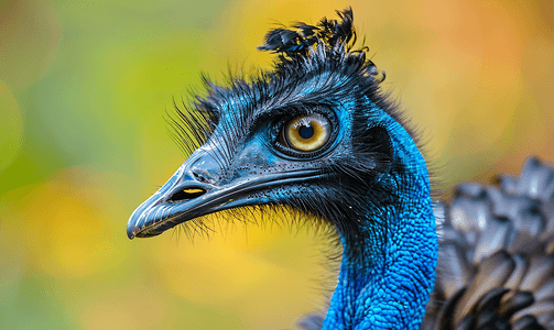 大型蓝色鸸鹋鸟的脸