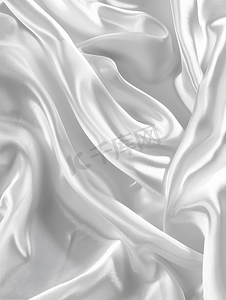 白色和明亮的织物背景和纹理皱巴巴的白色缎子的抽象和设计