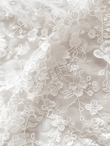 白色镂空花边背景纹理白色凸纹织物饰有花卉图案的精致花边