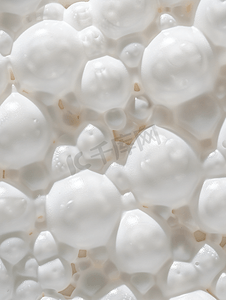 白色聚泡沫球气泡纹理图案的横截面图像