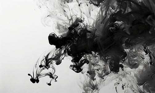背景为黑白的水上的抽象纹理墨水