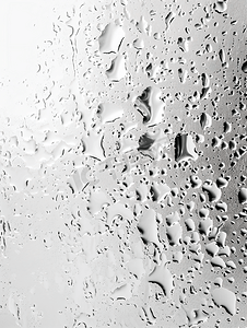 白色孤立背景水滴在玻璃湿窗玻璃上溅起水滴和石灰纹理秋季背景