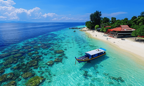 马来西亚西巴丹岛水晶水沙岸
