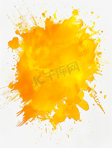 白色背景上黄色溅起抽象亮黄色水彩纹理水彩污渍