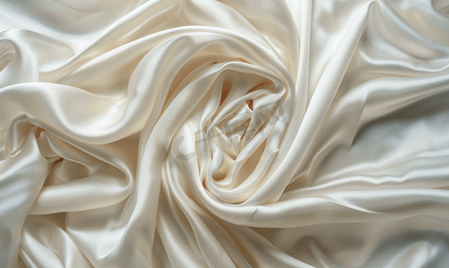 白色丝绸或缎子豪华布料纹理背景光滑优雅的颜色玫瑰色织物床单纹理