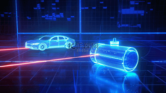 蓝色荧光新能源汽车科技储能大型电池组素材