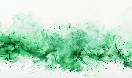 红肠手绘摄影照片_白色背景纹理浅绿色液体背景上的水彩绿色污渍手绘