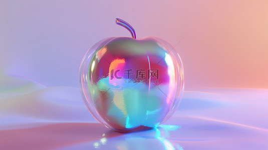 彩色彩光风格立体艺术苹果的背景