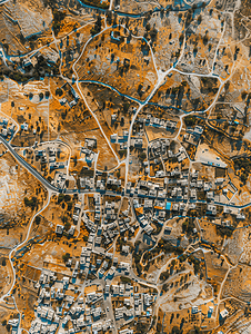 巴勒斯坦西岸上空的卫星顶视图纹理