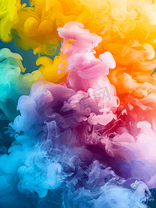 喷涂料摄影照片_彩色烟雾背景彩色彩虹烟雾旋转纹理的爆炸