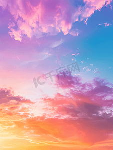 天空光摄影照片_彩色云天空日落渐变色天空纹理抽象自然全景背景