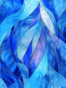 彩色玻璃的抽象纹理背景明亮的蓝色线条优美