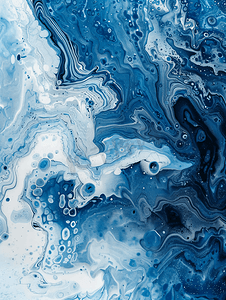 丙烯酸墨水水大理石纹理蓝天与白云射线效果涂抹油漆表面与灰色气泡抽象矿物石图案自然艺术背景天堂光