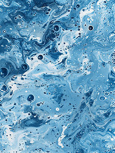 丙烯酸墨水水大理石纹理蓝天与白云射线效果涂抹油漆表面与灰色气泡抽象矿物石图案自然艺术背景天堂光
