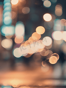 发光灯摄影照片_背景中散焦的城市抽象纹理散景城市灯光