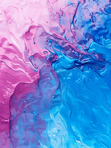 丙烯酸涂料的渐变蓝色和粉红色混合艺术质感