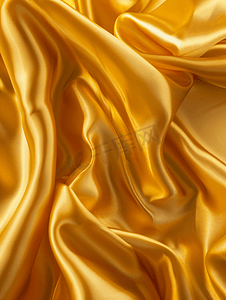 波纹缎面褶皱抽象纹理的金色丝绸