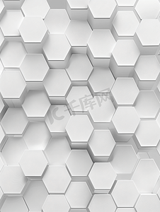 简单的纹理摄影照片_白色背景等距几何上的白色六角形细胞纹理蜂窝